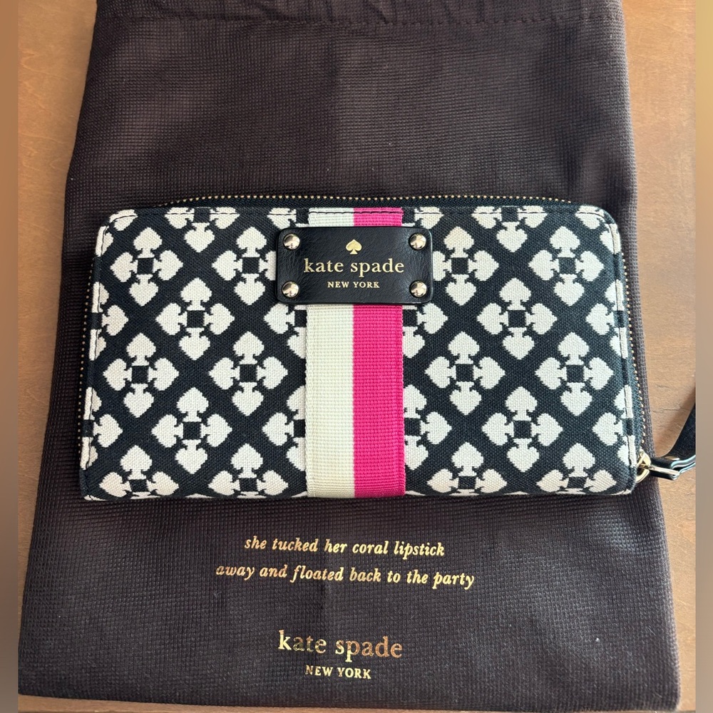 Kate Spade Classic Neda Wallet ; Black, White, and Pink